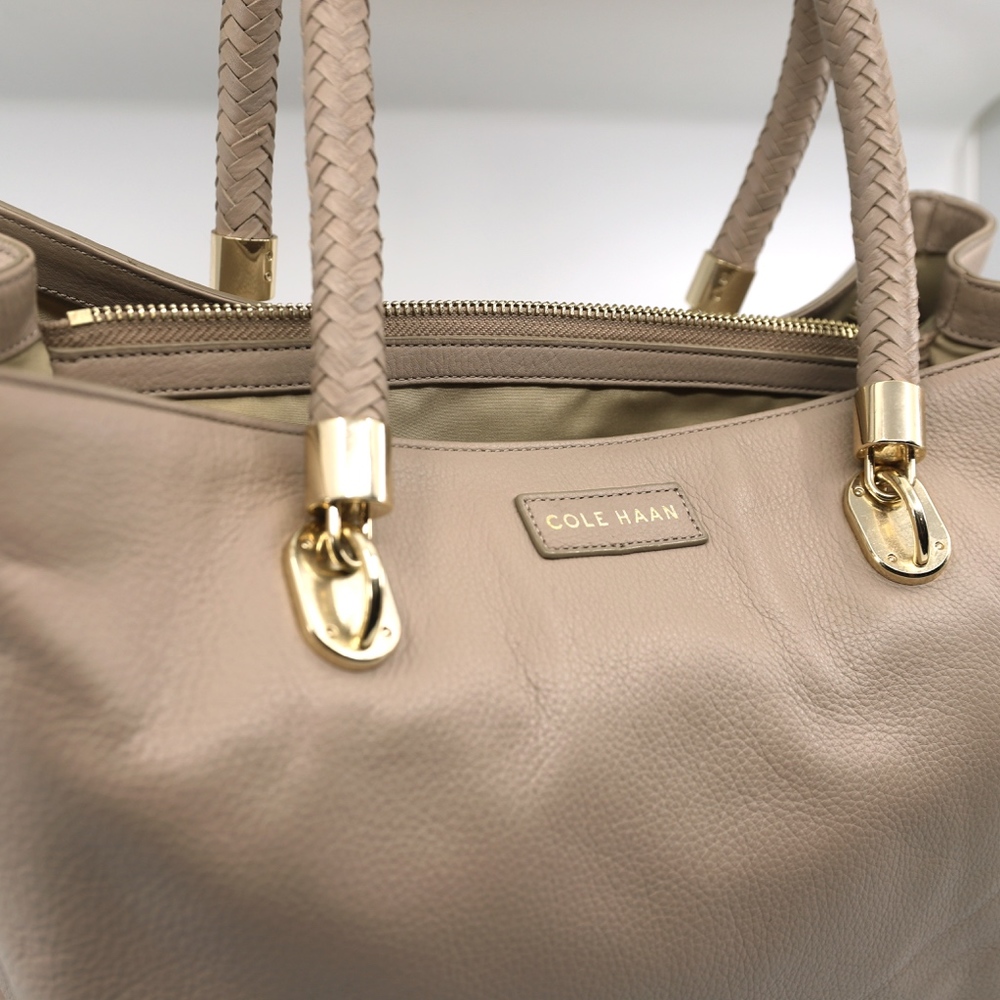 Cole Haan Leather Hobo Nude Tote Gold Tote - Picture 2 of 5